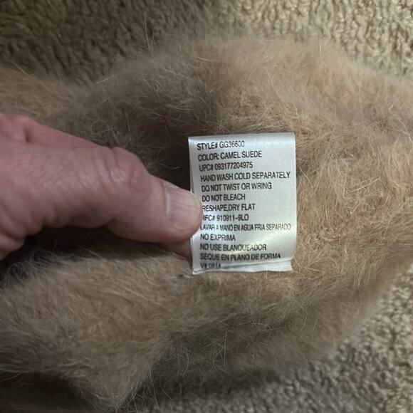 Tan vintage angora and wool blend beret hat - Picture 3 of 3